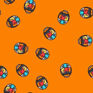 Helmet mountain skiing vector seamless pattern Stock Illustration