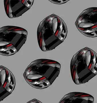 Helmet pattern gray and red white background Stock Illustration