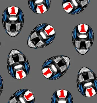 Helmet pattern number one blue background Stock Illustration