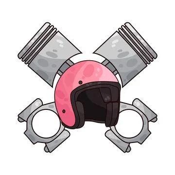Helmet with piston illustration Stock Illustration
