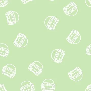 Helmet player accessory line vector seamless pattern Stock Illustration