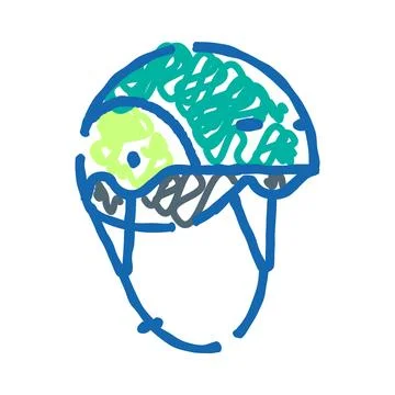 Helmet protecting the human brain and cognitive function Stock Illustration