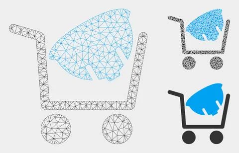 Helmet Shopping Vector Mesh 2D Model and Triangle Mosaic Icon Stock-Illustration