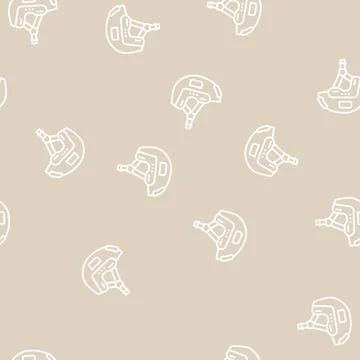 Helmet soldier line seamless pattern Stock Illustration