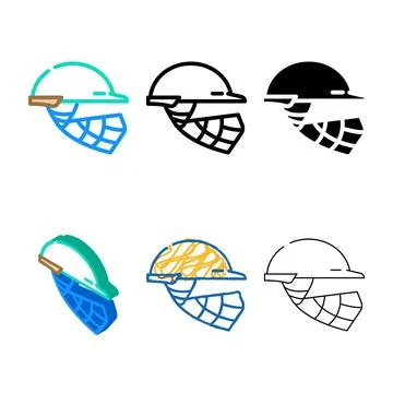 Helmet types cricket player head protect accessory color icon vector Stock Illustration