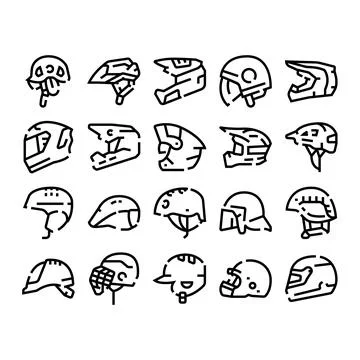 Helmets collection presenting head protection safety equipment Stock Illustration