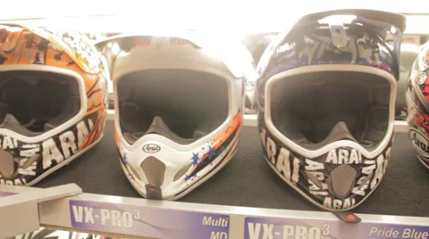 Helmets on Display- Slider Motion Shot HD Stock Footage 41932130