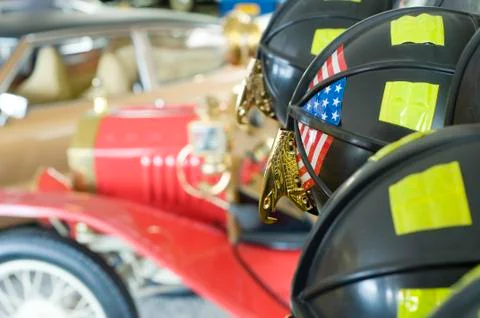 Helmets for fire brigade Stock Photos