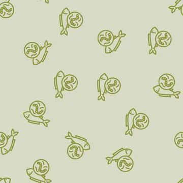 Helminth fish parasite line vector seamless pattern Stock Illustration