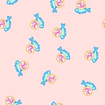 Helminth fish parasite vector seamless pattern Ilustración de archivo