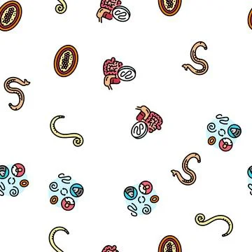 Helminth worm parasite roundworm seamless pattern vector Stock-Illustration