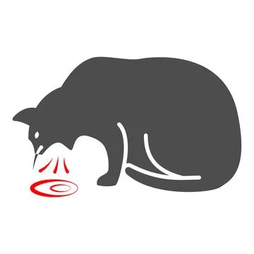 Helminthiasis in cat solid icon, Diseases of pets concept, cat vomited sign on Illustrazione stock