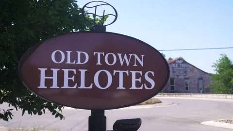 Helotes, TX - May 19 2020: Old Town Helotes sign Stock Footage 130764003