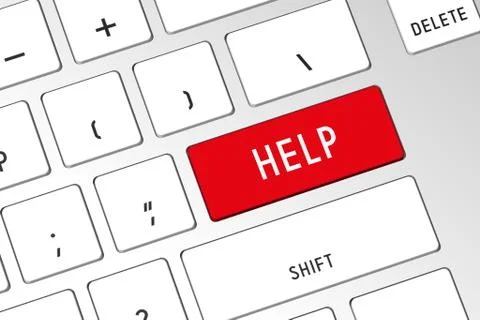 Help - 3D computer keyboard Illustrazione stock