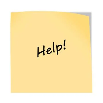 Help 3d illustration post note reminder on white with clipping path Stock Illustration