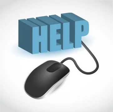 Help and computer mouse illustration design over white Illustrazione stock