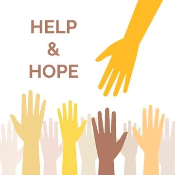 Help and hope vector banner template. Helping hand, support and togetherness Stock Illustration