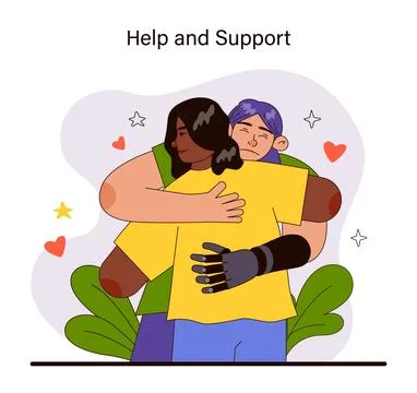 Help and Support concept. Compassionate embrace portraying emotional assistance. Ilustración de archivo