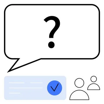 Help and Support Concept with Speech Bubble, Check Mark, and User Icons Stock Illustration