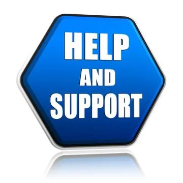 Help and support in hexagon button Stockillustratie