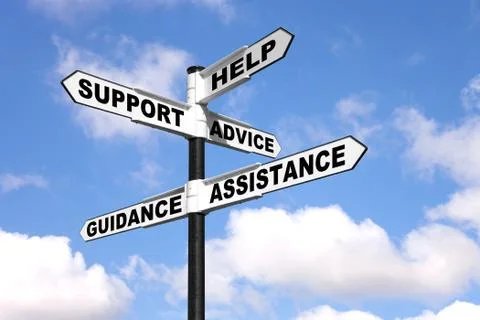Help and support signpost Stock Photos