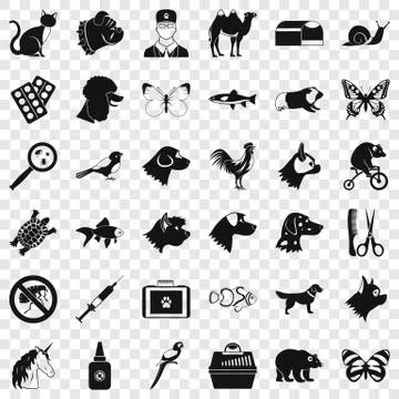 Help for animal icons set, simple style Illustrazione stock