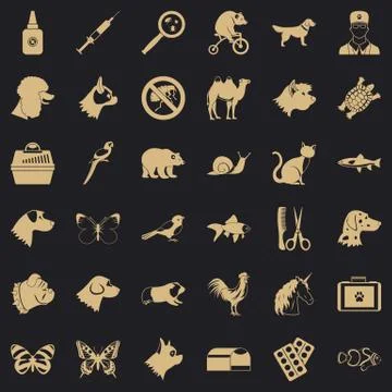 Help for animal icons set, simple style Stock Illustration