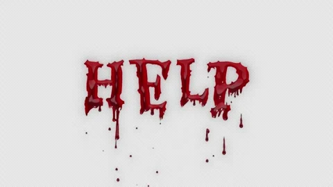 Help animated text with dripping blood effect on a transparent background. Stock Footage 320112006