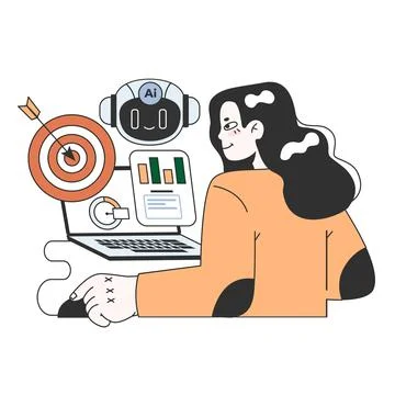 Help of Artificial intelligence for business. AI-powered production, 스톡 일러스트