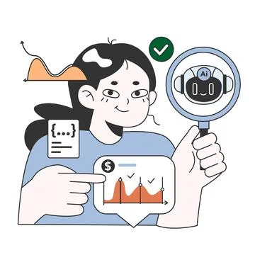 Help of Artificial intelligence for business. AI-powered production, management 스톡 일러스트