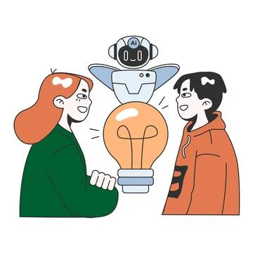 Help of Artificial intelligence for business. AI-powered production, management イラスト素材