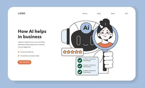 Help of Artificial intelligence for business web banner or landing page. 库存插图