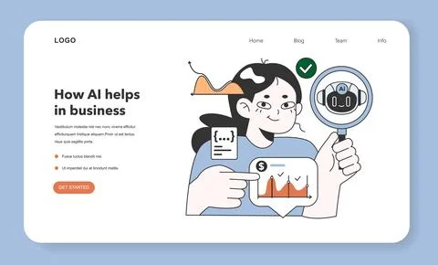 Help of Artificial intelligence for business web banner or landing page. 스톡 일러스트