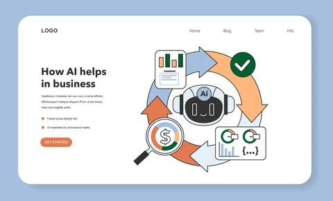 Help of Artificial intelligence for business web banner or landing page. 스톡 일러스트