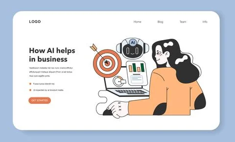 Help of Artificial intelligence for business web banner or landing page. 스톡 일러스트