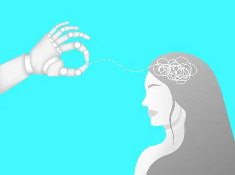 Help of artificial intelligence in psychological problems Stock Illustration