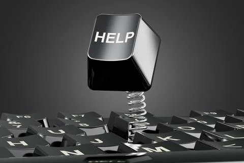 Help black keyboard button, 3D rendering Stock Illustration