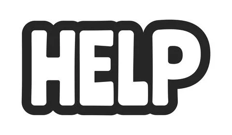 Help bold outline call to action sticker Stock Illustration