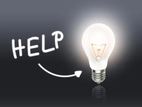 Help bulb lamp energy light gray Stock Illustration