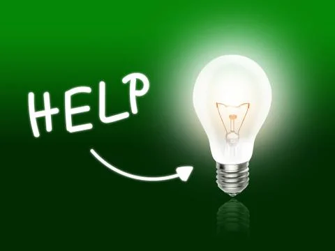 Help bulb lamp energy light green Stock Illustration