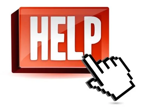 Help button and hand cursor isolated over a white background Stock Illustration