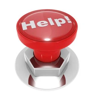 Help button , This is a computer generated and 3d rendered picture. Illustrazione stock
