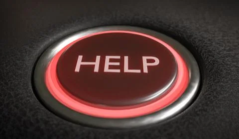 Help button for emergency assistance. 3D rendered illustration. Illustrazione stock