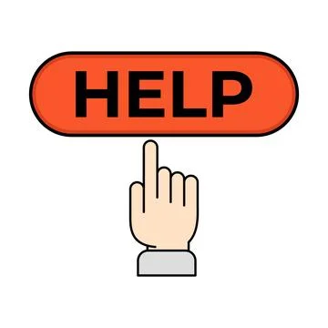 Help Button Icon with Hand Click Vector Illustration Stock Illustration