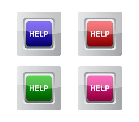 Help button illustrated on a white background Stock Illustration