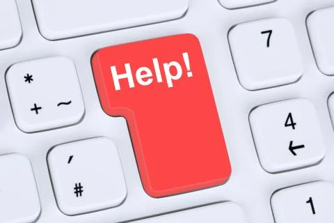 Help button for problem and solution with computer Stock Photos