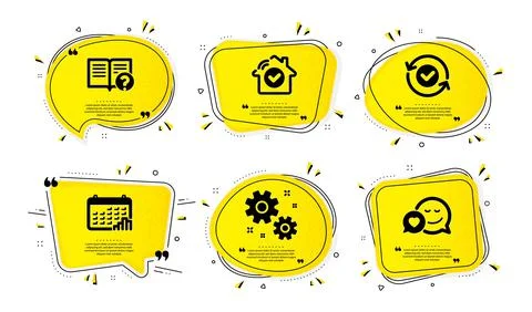 Help, Calendar graph and House security icons set. Work, Security confirmed and Stock Illustration