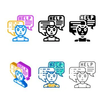Help chat bot color icon vector variants Stock Illustration