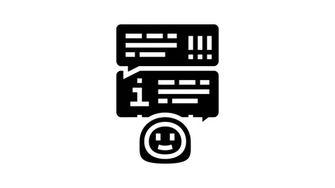 Help chat bot glyph icon animation Stockbeeldmateriaal 326158127