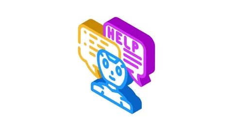 Help chat bot isometric icon animation Vidéo 327293667
